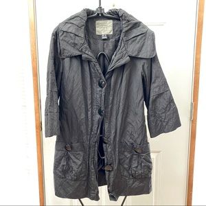 Mac & Jac women's black utility trench coat jacket with big buttons